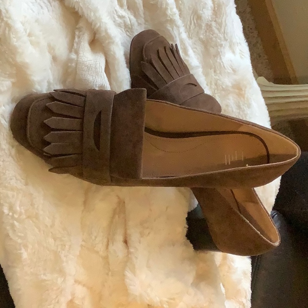 Brown Women's Loafers with Fringe Detail